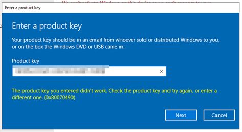 Windows server 2019 activation error 0x80070490